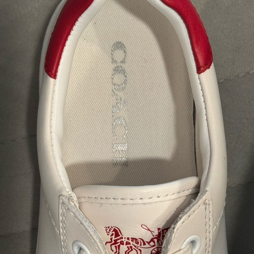 Coach White Sneakers with Red Detail - Picture 3 of 9
